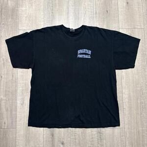 Vintage Gildan Ultra Cotten Spartan Football Black T Shirt